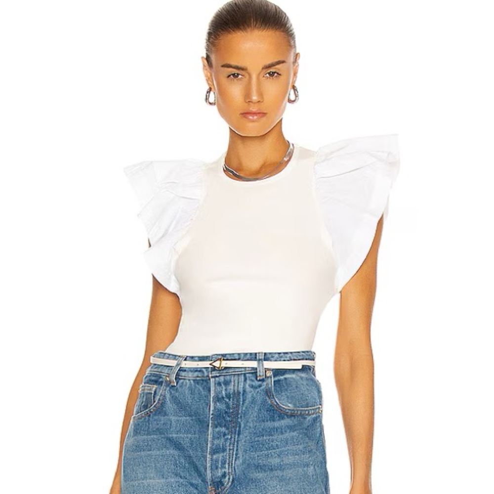 ALC White Flutter Sleeve Bodysuit